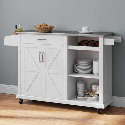 Gracie Oaks Metal Kitchen Island & Reviews Wayfair